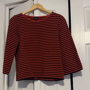 GAP Red and Black Striped Long Sleeve Top